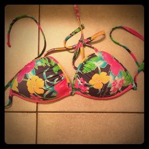 Floral gray bikini top